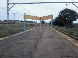 Sign at Lanwen Station, near Krugersdorp – Picture: Adrian Maytom